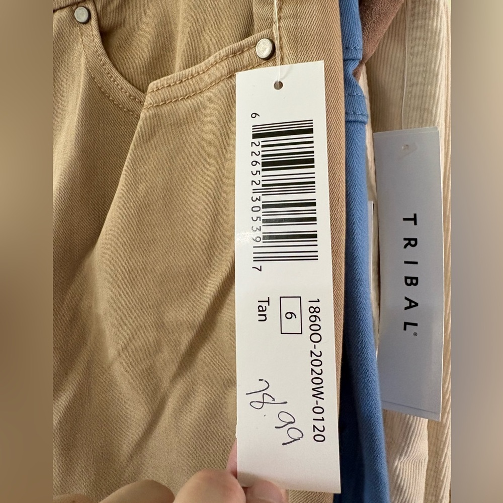 Tribal Tan Slim Ankle Pants Size 6, 8 & 14 NWT Button Hem Stretch - Picture 2 of 2